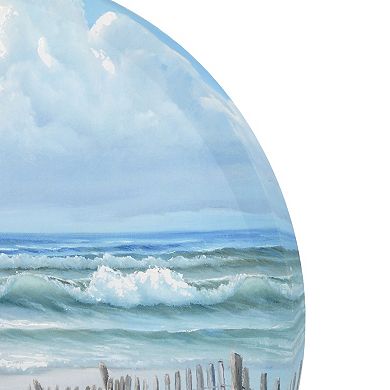 New View Gifts & Accessories Round Coastal Scene Embellished Canvas Wall Art
