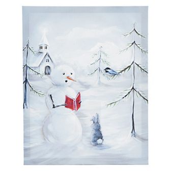 New View Gifts & Accessories Singing Snowman Winter Holiday Canvas Wall Art
