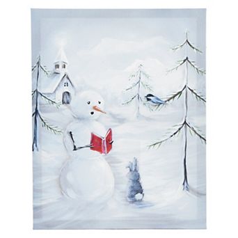 New View Gifts & Accessories Singing Snowman Winter Holiday Canvas Wall Art