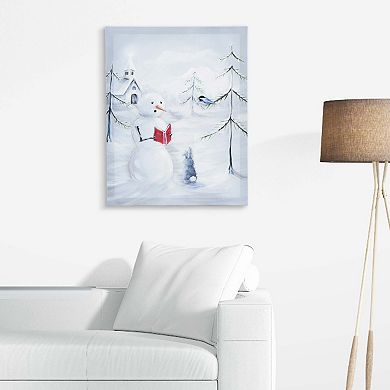 New View Gifts & Accessories Singing Snowman Winter Holiday Canvas Wall Art
