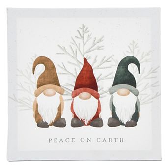 New View Gifts & Accessories Woodsy Gnomes Peace On Earth Holiday Canvas Wall Art