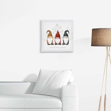 New View Gifts & Accessories Woodsy Gnomes Peace On Earth Holiday Canvas Wall Art