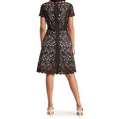 Women's Focus By Shani Cutout Overlay A-Line Dress