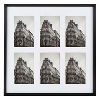 New View Gifts & Accessories 6-Opening Beveled Metal Wall Hanging Photo Collage Frame