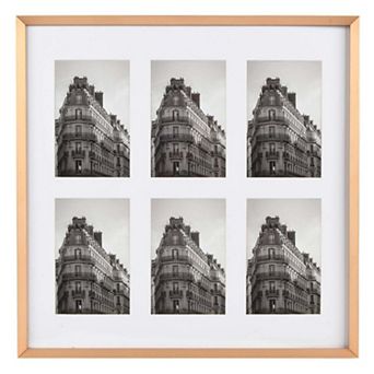 New View Gifts & Accessories 6-Opening Beveled Metal Wall Hanging Photo Collage Frame