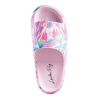 London Rag Women's Whirl Marbling Dip-Dyde Slide Sandals