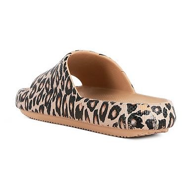 London Rag Women's Whirl Marbling Dip-Dyde Slide Sandals