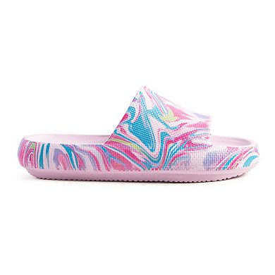 London Rag Women's Whirl Marbling Dip-Dyde Slide Sandals
