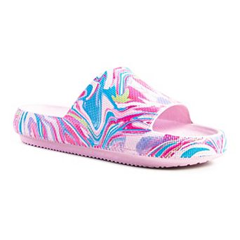 London Rag Women's Whirl Marbling Dip-Dyde Slide Sandals