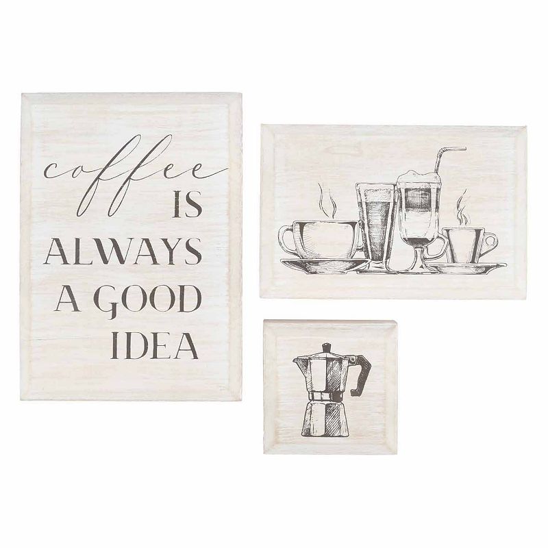 New View Gifts & Accessories Coffee Art Beveled Box 3-piece Wall Decor Set,
