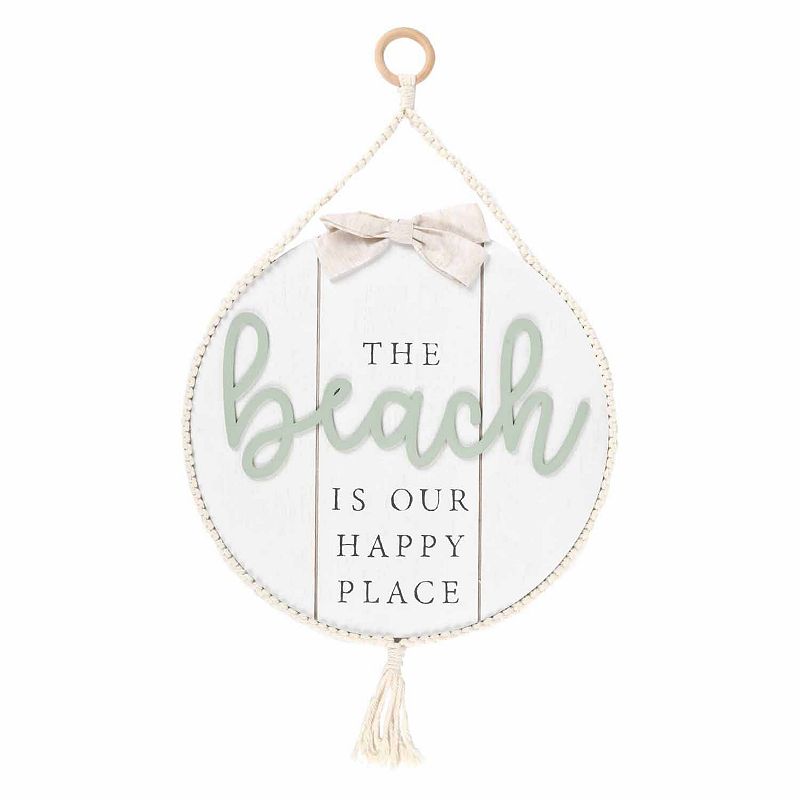 New View Gifts & Accessories Beach Round Plaque Wall Décor, White