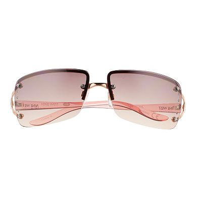 Women's Nine West 65mm Rimless Crystal Accent Square Gradient Sunglasses