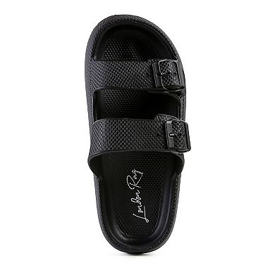 London Rag Women's Loma Hovercraft Buckled Slide Sandals