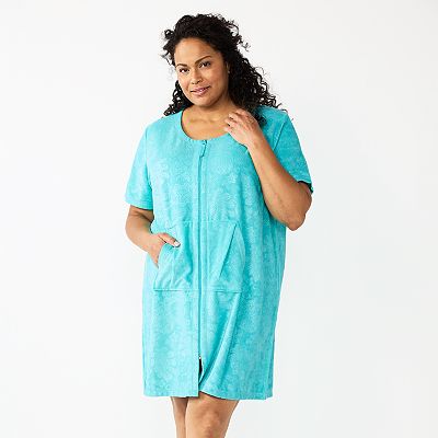 Plus Size Croft Barrow Short Sleeve French Terry Zip Robe