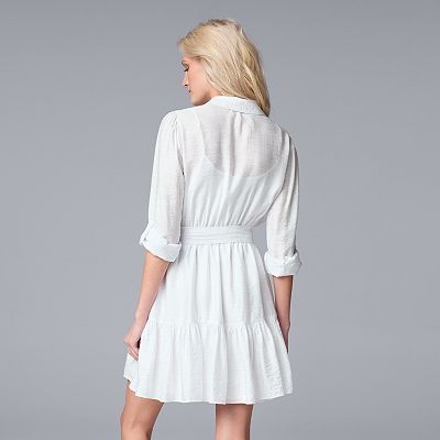Women's Simply Vera Vera Wang Tiered Mini Shirt Dress