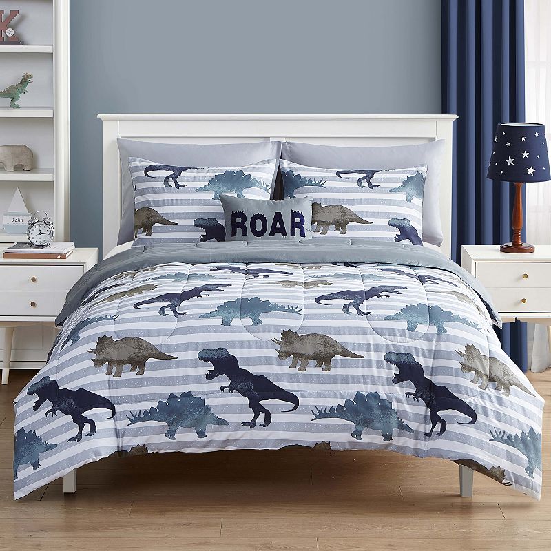 83447310 Kids Dinosaurs Comforter Set, Grey, Twin sku 83447310