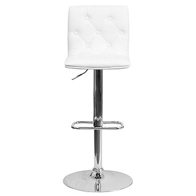 Emma and Oliver Button Tufted Gray Vinyl Adjustable Height Barstool with Chrome Base