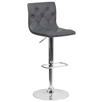 Emma and Oliver Button Tufted Orange Vinyl Adjustable Height Barstool