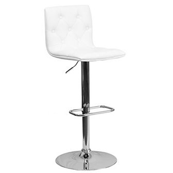 Emma and Oliver Button Tufted Orange Vinyl Adjustable Height Barstool