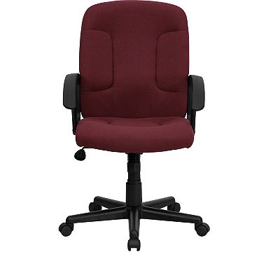 Emma and Oliver Mid-Back Black Fabric Executive Swivel Office Chair with Nylon Arms