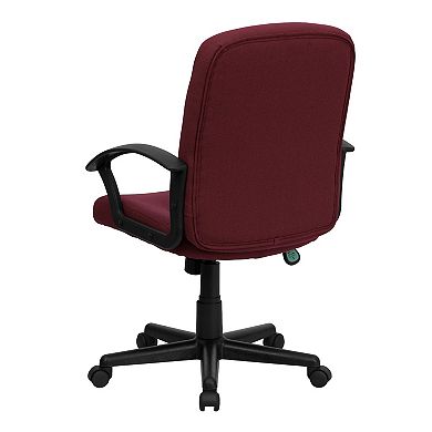 Emma and Oliver Mid-Back Black Fabric Executive Swivel Office Chair with Nylon Arms