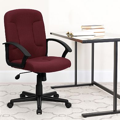 Emma and Oliver Mid-Back Black Fabric Executive Swivel Office Chair with Nylon Arms