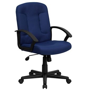 Emma and Oliver Mid-Back Gray Fabric Executive Swivel Office Chair with Nylon Arms