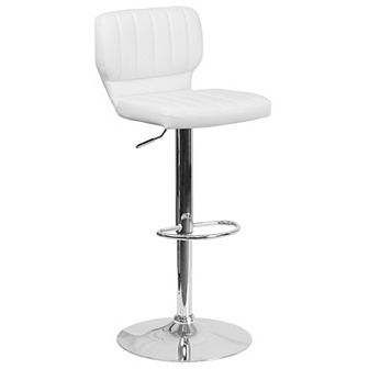 Emma and Oliver Black Vinyl Adjustable Height Vertical Stitch Back Barstool