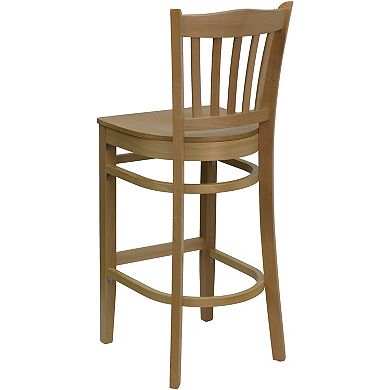 Emma and Oliver Vertical Slat Back Walnut Wood Barstool, Burgundy Vinyl Seat