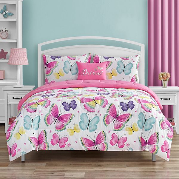 Kids Glitter Butterfly Comforter Set