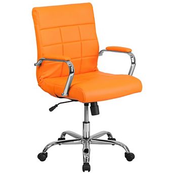Emma and Oliver Mid-Back Green Vinyl Executive Swivel Office Chair with Chrome Base and Arms