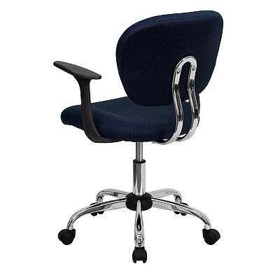 Emma and Oliver Mid-Back Gray Mesh Padded Swivel Task Office Chair and Arms