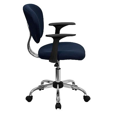 Emma and Oliver Mid-Back Gray Mesh Padded Swivel Task Office Chair and Arms