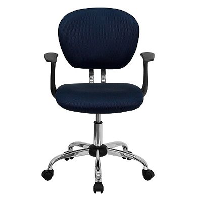 Emma and Oliver Mid-Back Gray Mesh Padded Swivel Task Office Chair and Arms
