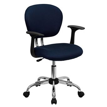 Emma and Oliver Mid-Back Gray Mesh Padded Swivel Task Office Chair and Arms