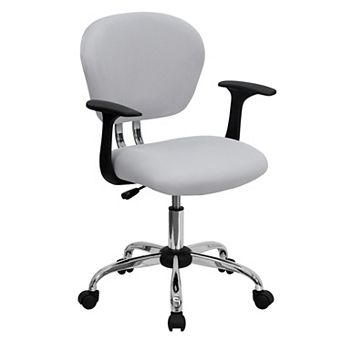 Emma and Oliver Mid-Back Gray Mesh Padded Swivel Task Office Chair and Arms