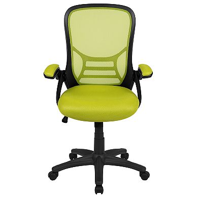 Emma and Oliver High Back Light Gray Mesh Ergonomic Office Chair w/ Black Frame and Flip-up Arms