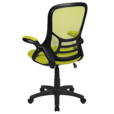 Emma and Oliver High Back Light Gray Mesh Ergonomic Office Chair w/ Black Frame and Flip-up Arms