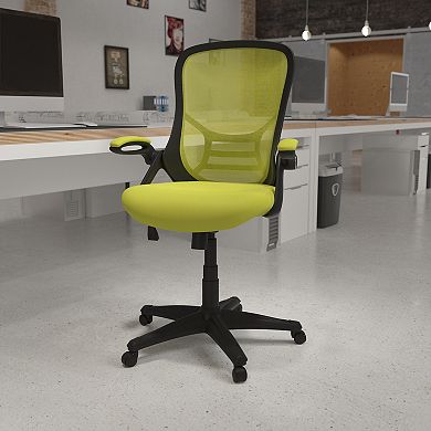 Emma and Oliver High Back Light Gray Mesh Ergonomic Office Chair w/ Black Frame and Flip-up Arms