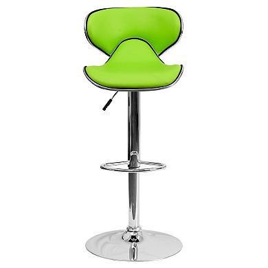 Emma and Oliver Molded Mid-Back Green Vinyl Adjustable Height Barstool