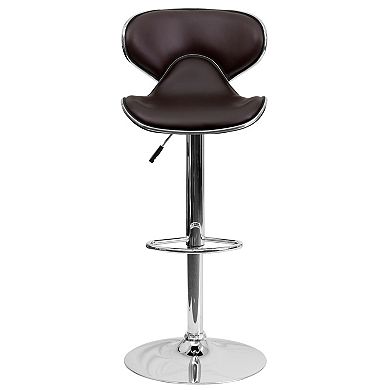 Emma and Oliver Molded Mid-Back Black Vinyl Adjustable Height Barstool