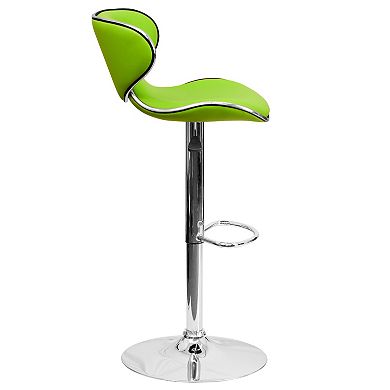 Emma and Oliver Molded Mid-Back Green Vinyl Adjustable Height Barstool