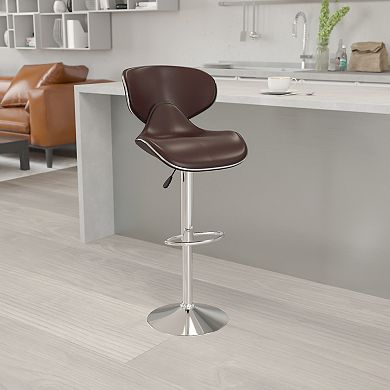 Emma and Oliver Molded Mid-Back Black Vinyl Adjustable Height Barstool