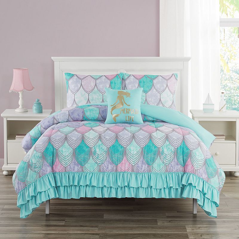 83377298 Kids Dasha Mermaid Comforter Set, Turquoise/Blue,  sku 83377298