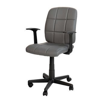 Emma and Oliver Mid-Back Black Quilted Vinyl Swivel Task Office Chair with Arms