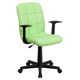Emma and Oliver Mid-Back Pink Quilted Vinyl Swivel Task Office Chair with Arms