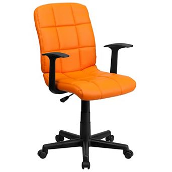 Emma and Oliver Mid-Back Black Quilted Vinyl Swivel Task Office Chair with Arms