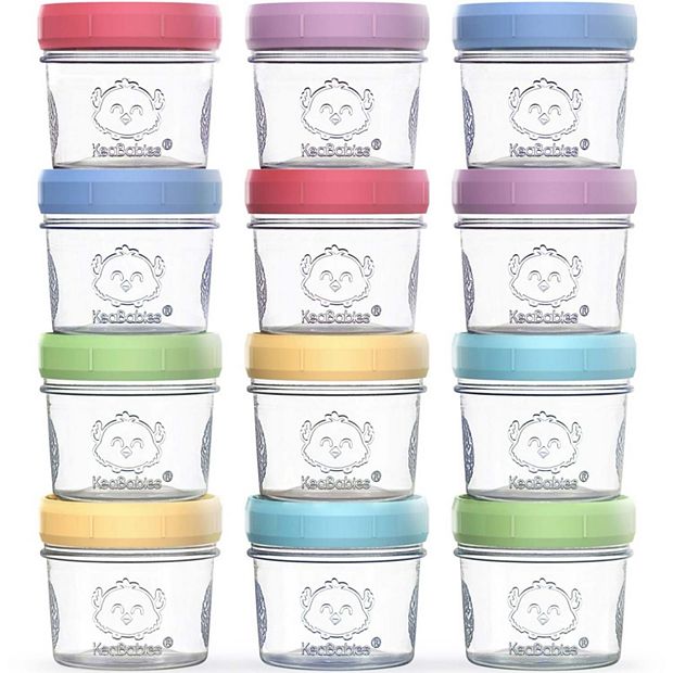 Keababies 12pk Prep Baby Food Storage Containers, 4 oz Leak-Proof, Bpa Free  Glass Baby Food Jars for Feeding