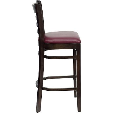 Emma and Oliver Ladder Back Walnut Wood Barstool