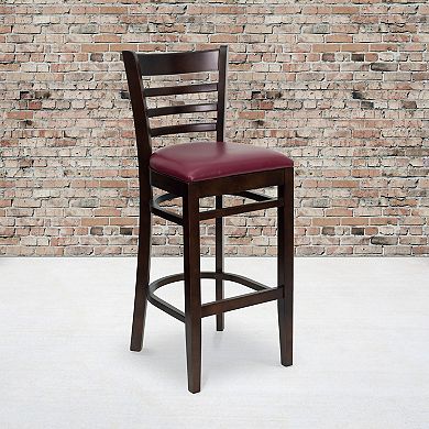 Emma and Oliver Ladder Back Walnut Wood Barstool